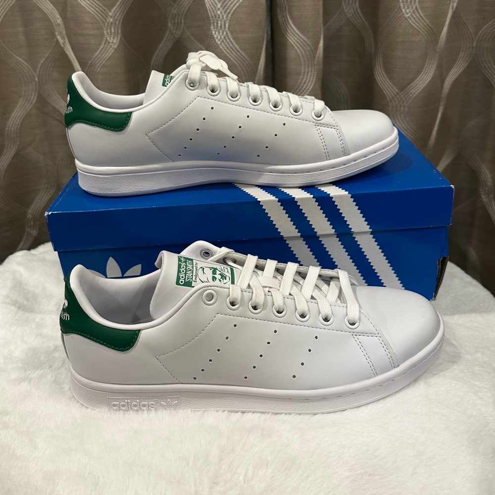 Adidas White Sneakers with Green Highlights